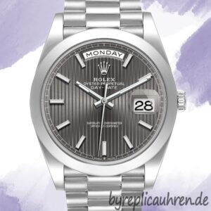 Rolex Day-Date 40mm Herren m228206-0011 Präsidentenarmband Dunkles Rhodium-Zifferblatt