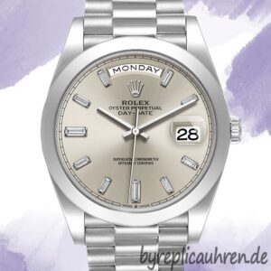 Rolex Day-Date 40mm m228206-0012 Herren Silberton Silbernes Zifferblatt
