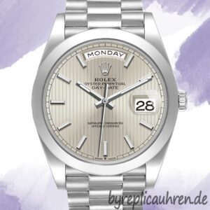 Rolex Day-Date 40mm m228206-0034 Herren Silbernes Zifferblatt Silberton