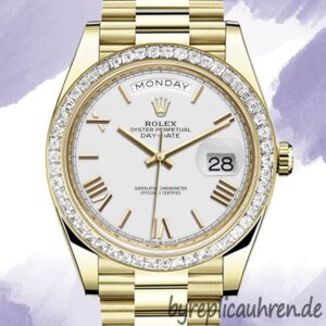 Rolex Day-Date m228398tbr-0033 Herren 40mm Weißes Zifferblatt Goldton