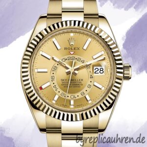 Rolex Sky-dweller 326938 42mm Herren Goldton Champagnerfarbenes Zifferblatt