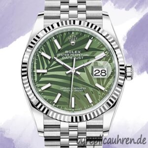 Rolex Datejust 41mm m126234-0047 Herren Zifferblatt mit grünem Palmenmotiv Stainless Steel