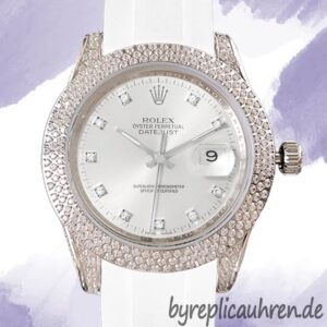 Rolex Datejust 16234 40mm Herren Weißes Zifferblatt Gummiband