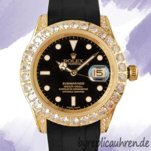 Rolex Submariner 16613 Herren 40mm Schwarzes Zifferblatt Gummiband