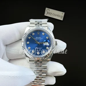 Replica Rolex Datejust 41 Style Uhr 126334 – Blaues Zifferblatt mit Diamantindexen, Edelstahl, Automatik