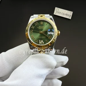 Replica Rolex Datejust 31 Automatik – Olivgrünes Zifferblatt, römische Ziffern, Bicolor 278273