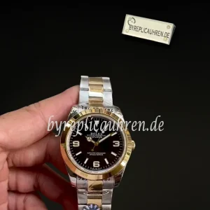Replica Rolex Explorer 124273 – 36 mm Herren Automatikuhr mit schwarzem Zifferblatt, Edelstahl-Goldoptik