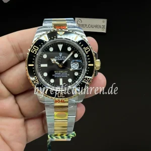 Rolex Sea-Dweller Two-Tone Replica 43mm – Schwarzes Zifferblatt, Keramiklünette