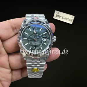 Replica Rolex Sky-Dweller 336934 Style Uhr – Mintgrünes Zifferblatt, 42 mm, Edelstahl