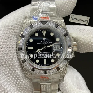 Replica Submariner Style Herrenuhr – Schwarzes Zifferblatt, Diamant-Optik Lünette, Automatik