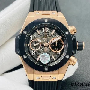Hublot Big Bang 44mm Black Dial Automatic Rubber Bracelet 1:1 Clone Watch