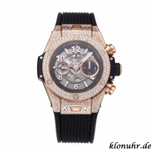 Hublot Big Bang 44mm Grau Diamantbesatz Schweizer Automatikwerk Kautschukarmband 1:1 Clone Watch