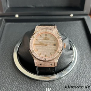 Hublot Classic Fusion 42mm Gold Diamond Swiss Automatic Leather 1:1 Clone Watch