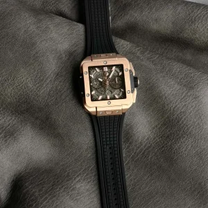 Hublot Square Bang Unico 42mm Skelett Braun Kautschuk Swiss Automatic 1:1 Clone Watch