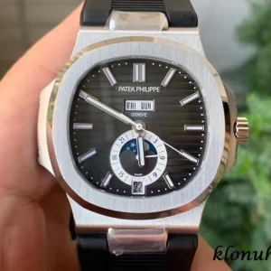 Patek Philippe Nautilus 40mm Black Dial Automatic Rubber Strap 1:1 Clone Watch
