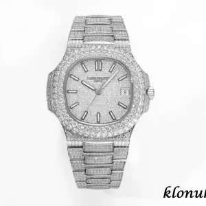 Patek Philippe Nautilus 40mm Diamantweiß Schweizer Automatikwerk Metallarmband 1:1 Clone Watch