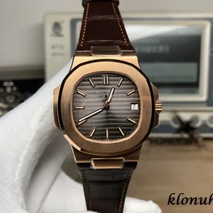 Patek Philippe Nautilus 40mm Grau Automatik Leder 1:1 Clone Watch