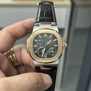 Patek Philippe Nautilus 40mm Schwarz Automatik Lederarmband 1:1 Clone Watch