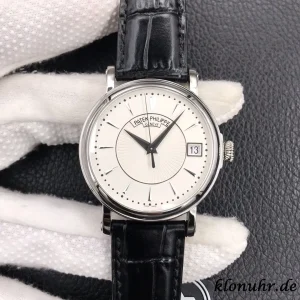 Patek Philippe Calatrava 38mm Elfenbeinweiß Automatik Lederarmband 1:1 Clone Watch