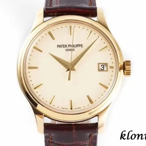 Patek Philippe Calatrava 39mm Cream Dial Automatic Leather 1:1 Clone Watch