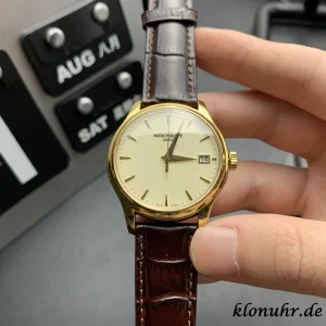 Patek Philippe Calatrava 39mm Cream Dial Automatic Leather 1:1 Clone Watch