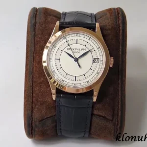 Patek Philippe Calatrava 39mm Elfenbeinweißes Zifferblatt Automatik Lederarmband 1:1 Clone Watch