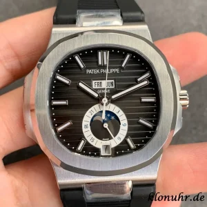 Patek Philippe Nautilus 40mm Black Dial Automatic Rubber Strap 1:1 Clone Watch