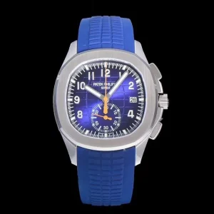 Patek Philippe Nautilus 40mm Blaue Zifferblatt Automatik Kautschukarmband 1:1 Clone Watch