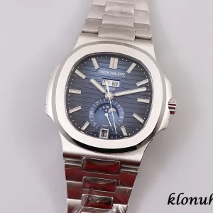 Patek Philippe Nautilus 40mm Blaue Zifferblatt Automatik Metallarmband 1:1 Clone Watch