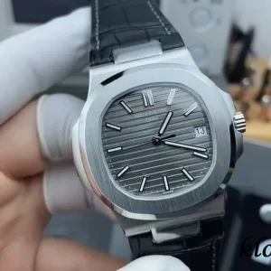 Patek Philippe Nautilus 40mm Grau Automatik Lederarmband 1:1 Clone Watch