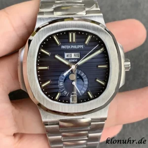 Patek Philippe Nautilus 40.5mm Blaue Zifferblatt Automatik Metallarmband 1:1 Clone Watch