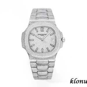 Patek Philippe Nautilus 40mm Silber Diamant Swiss Automatikwerk Metallarmband 1:1 Clone Watch