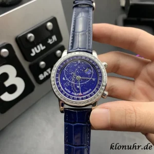 Patek Philippe Sky Moon Tourbillon 40mm Blaue Zifferblatt Automatik Lederarmband 1:1 Clone Watch