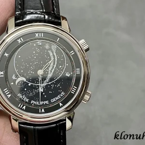Patek Philippe Sky Moon Tourbillon 43mm Schwarzes Zifferblatt Automatik Lederarmband 1:1 Clone Watch