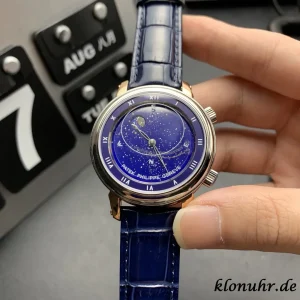 Patek Philippe Grand Complications 43mm Blaue Zifferblatt Automatik Lederarmband 1:1 Clone Watch