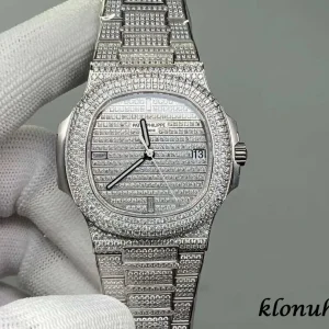 Patek Philippe Nautilus 40mm White Diamond Swiss Automatic Metalarmband 1:1 Clone Watch