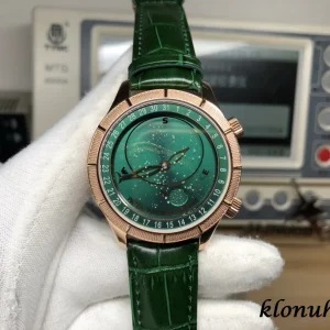 Patek Philippe Sky Moon Tourbillon 40mm Grünes Zifferblatt Automatik Lederarmband 1:1 Clone Watch