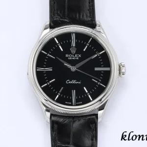 Rolex Cellini 39 Black Dial Automatic Leather 1:1 Clone Watch