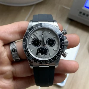 Rolex Daytona 41mm Grey Dial Automatic Rubber Strap 1:1 Clone Watch