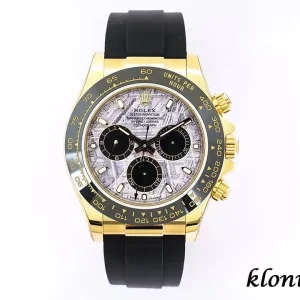 Rolex Daytona 40mm White Meteorite Dial Automatic Rubber Bracelet 1:1 Clone Watch