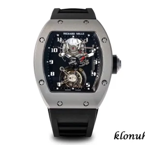 Richard Mille RM001 42mm Schwarzes Zifferblatt Automatik Kautschukarmband 1:1 Clone Watch