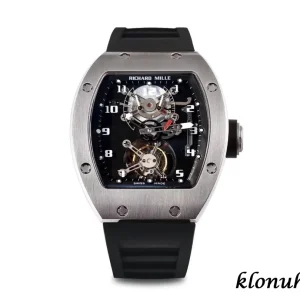 Richard Mille RM001 42mm Schwarz Schweizer Automatikwerk Kautschukarmband 1:1 Clone Watch