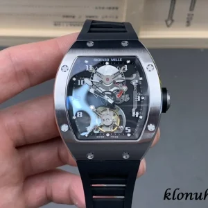 Richard Mille RM001 45mm Schwarz Schweizer Automatikwerk Kautschukarmband 1:1 Clone Watch