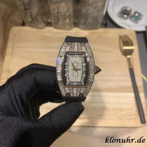 Richard Mille RM007 31MM Diamant Schwarz Automatik Kautschukarmband 1:1 Clone Watch
