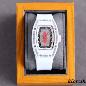 Richard Mille RM007 31MM Rotgold Zifferblatt Schweizer Automatikwerk Kautschukarmband 1:1 Clone Watch