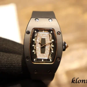 Richard Mille RM 007 31mm Diamant Schwarz Automatik Kautschukarmband 1:1 Clone Watch