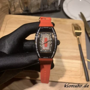 Richard Mille RM007 31MM Roségold Zifferblatt Schweizer Automatikwerk Kautschukarmband 1:1 Clone Watch