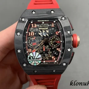 Richard Mille RM011 45mm Schwarz Schweizer Automatikwerk Kautschukarmband 1:1 Clone Watch