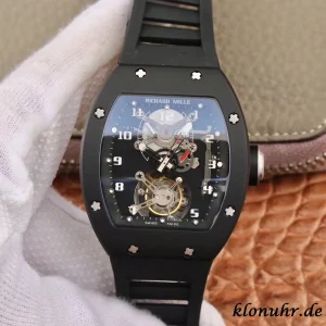 Richard Mille RM011 45mm Blaue Zifferblatt Automatik Kautschukarmband 1:1 Clone Watch