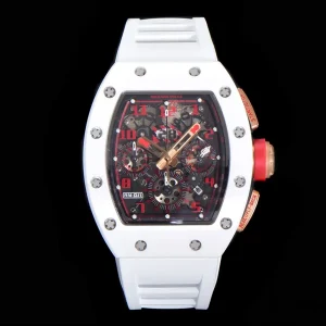 Richard Mille RM 011 45mm Red Skeleton Swiss Automatic Kautschukarmband 1:1 Clone Watch